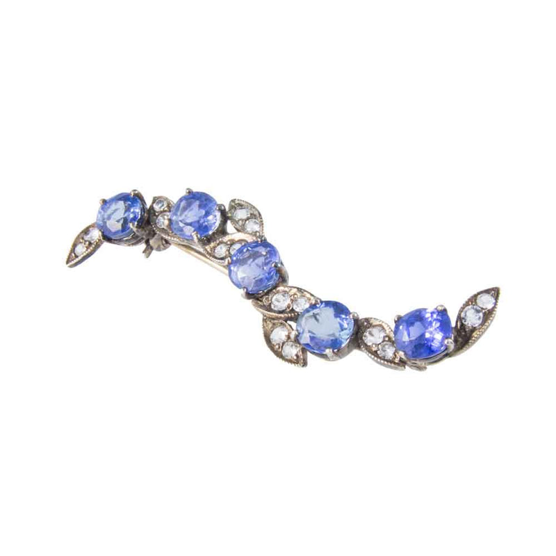 Rare Vintage Silver Blue Paste Brooch 1920s