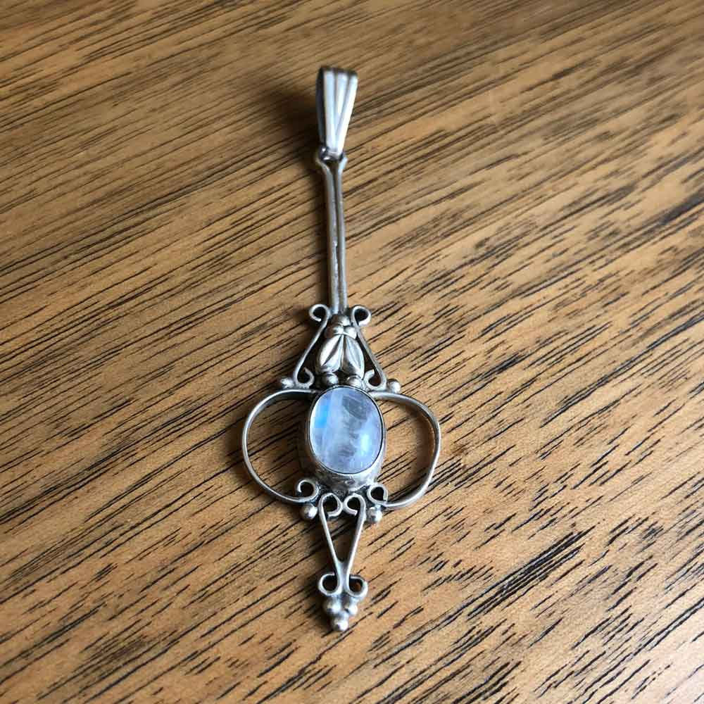 Vintage Silver Bohemian Moonstone Pendant