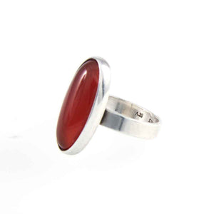 Vintage Red Carnelian Minimalist Ring. Stamped 925