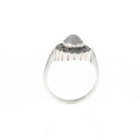 Profile of A Pretty Vintage Moonstone and Marcasite Hearts Cluster Ring