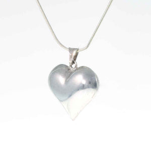 Vintage Puffy Heart Silver Pendant
