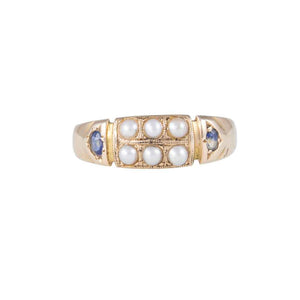Antique Double Row Pearl & Sapphire Ring