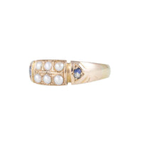 Antique Double Row Pearl & Sapphire Ring