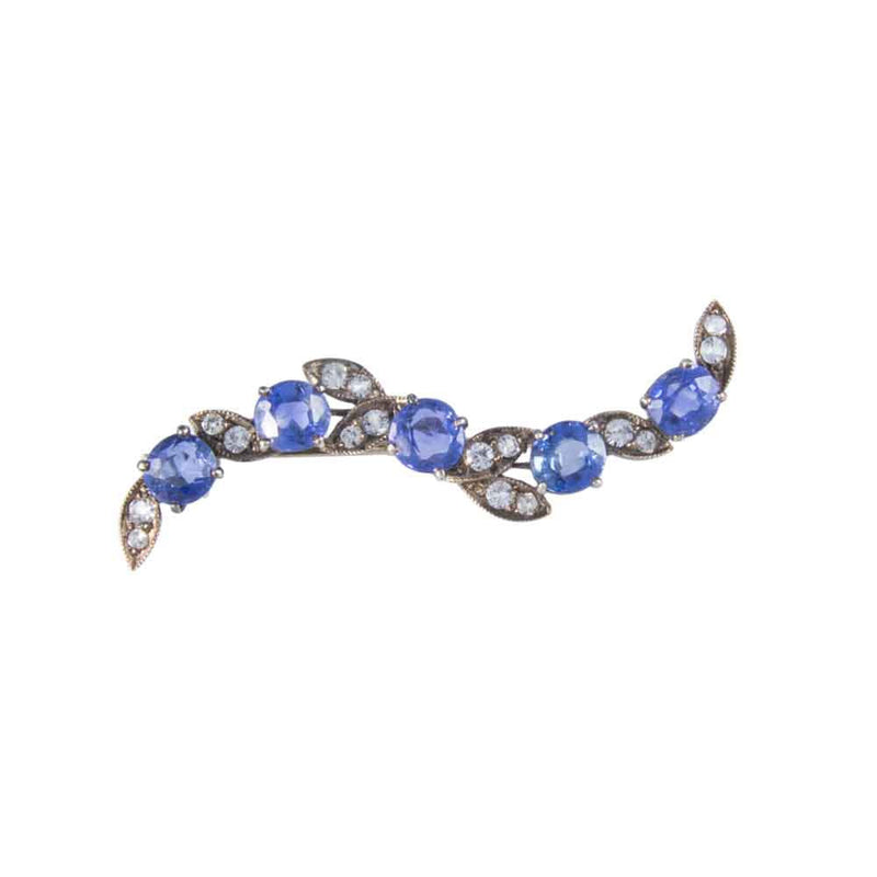 Rare Vintage Silver Blue Paste Brooch 1920s