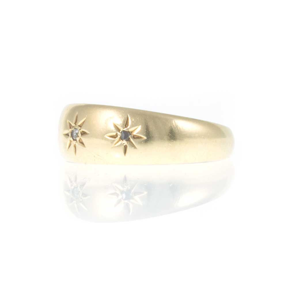 Edwardian 18K Yellow Gold 3 Stone Diamond ‘Gypsy’ Ring