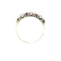 Vintage 9ct Yellow Gold Ruby and Diamond Half Eternity Ring. Size N 1/2 (UK) 6 3/4 (US)