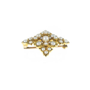 Petite Edwardian 18ct Gold Pearl Floral Pendant/Brooch
