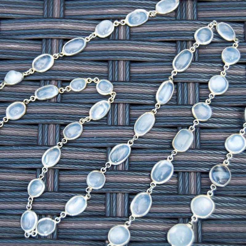 Elegant Vintage Bohemian Style Silver Moonstone Necklace