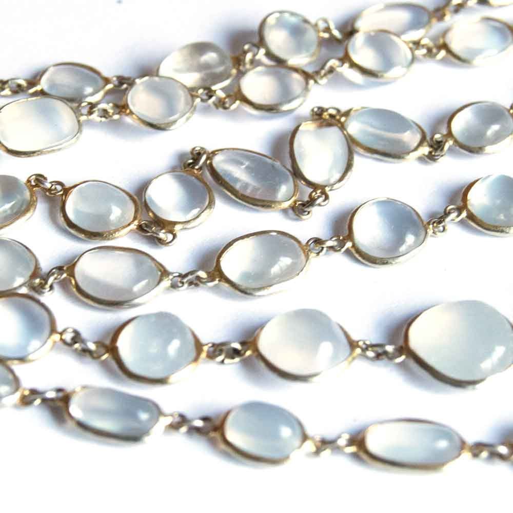 Elegant Vintage Bohemian Style Silver Moonstone Necklace
