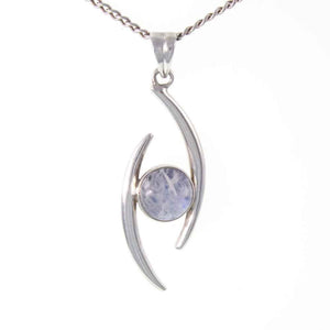 Vintage Silver Rainbow Moonstone Statement Pendant and Chain