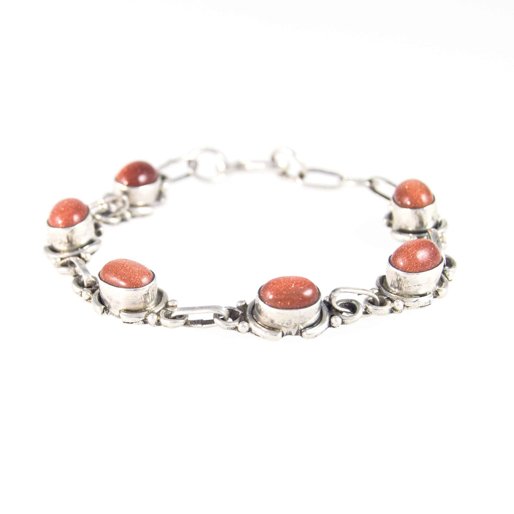 Vintage Silver Red Goldstone Bracelet
