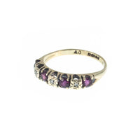 Vintage 9ct Yellow Gold Ruby and Diamond Half Eternity Ring