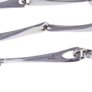 Super Close up of Modernist Hammered Sterling Silver Linked Necklace