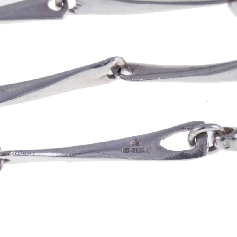 Super Close up of Modernist Hammered Sterling Silver Linked Necklace