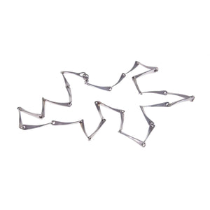 Modernist Hammered Sterling Silver Linked Necklace lying Flat