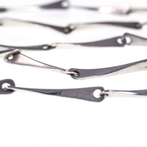Modernist Hammered Sterling Silver Linked Necklace