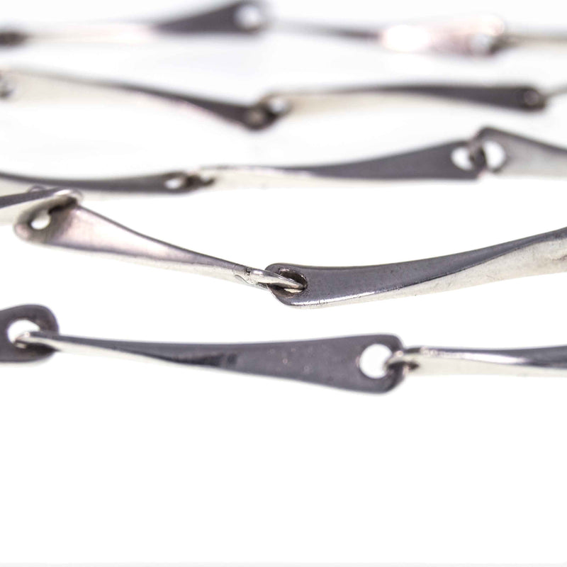 Modernist Hammered Sterling Silver Linked Necklace