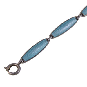 Vintage Silver Hans Myhre Pale Blue Guilloché Enamel Bracelet Clasp