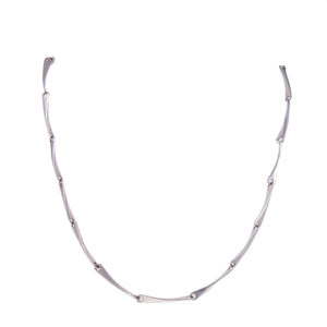 Modernist Hammered Sterling Silver Linked Necklace - Hanging