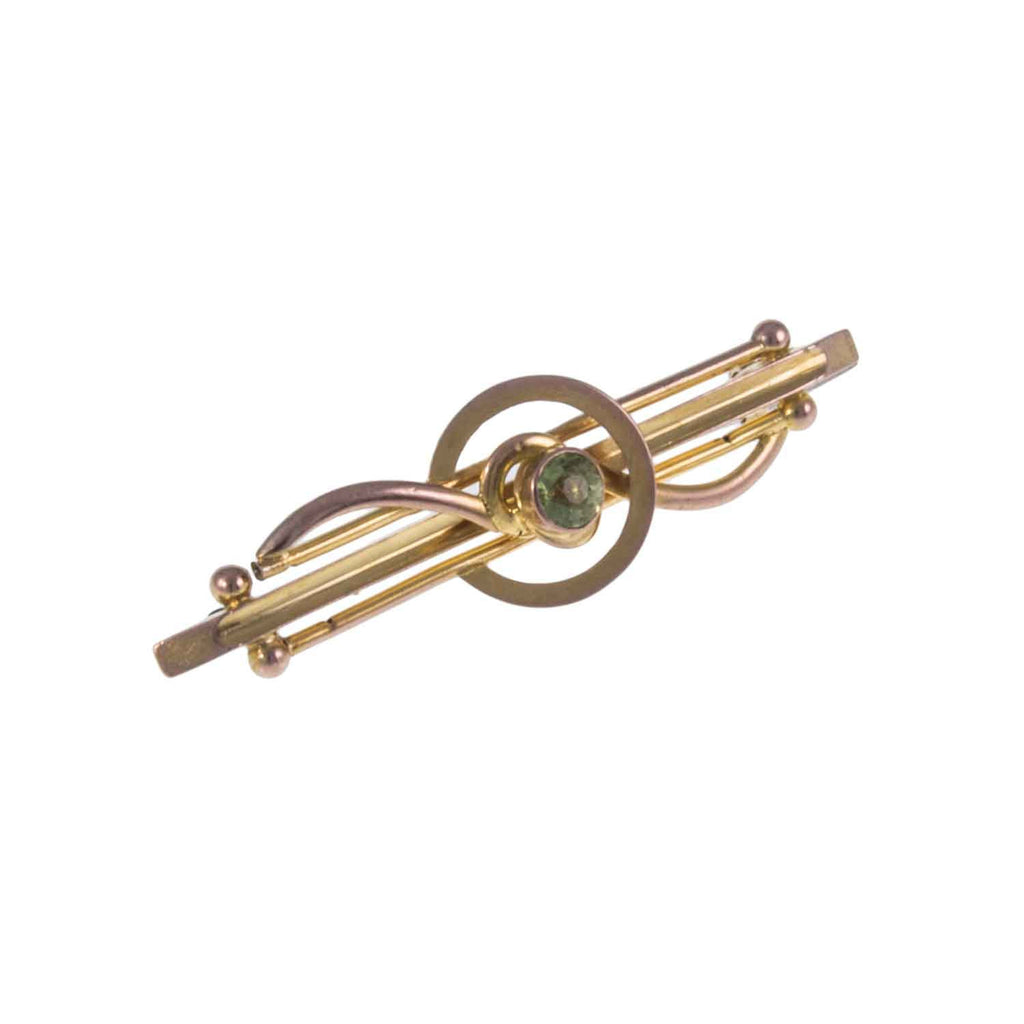 Vintage Art Deco 9k Gold Peridot Bar Brooch - Jewellery Hound Antique Jewellery