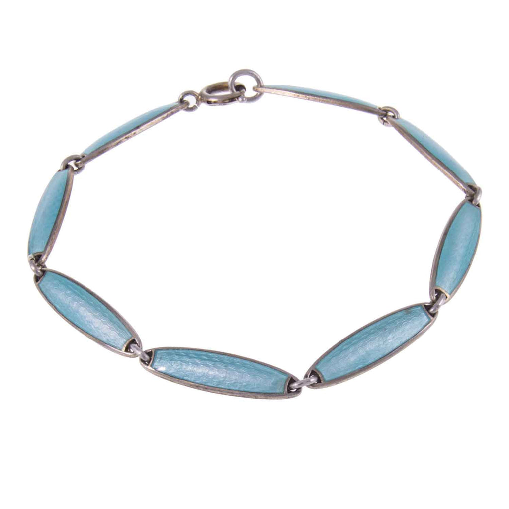 Vintage Silver Hans Myhre Pale Blue Guilloché Enamel Bracelet