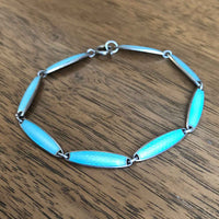 Vintage Silver Hans Myhre Pale Blue Guilloché Enamel Bracelet - Jewellery Hound