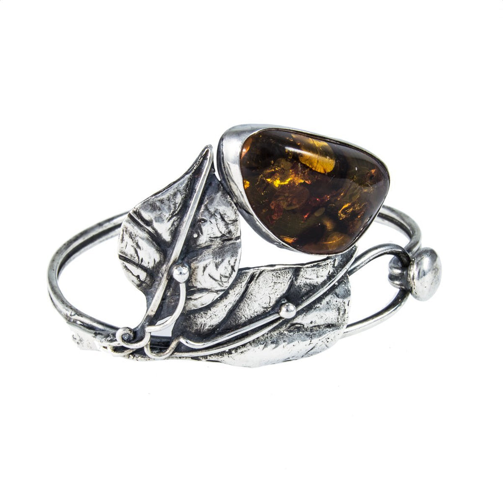 Jewellery Hound Bangles A Polish Silver Baltic Honey Amber Bangle