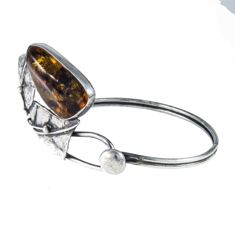 Jewellery Hound Bangles A Polish Silver Baltic Honey Amber Bangle
