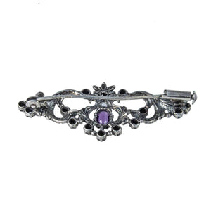 Jewellery Hound Brooches Antique Silver Amethyst and Rose Cut Diamond Brooch Circa 1900s