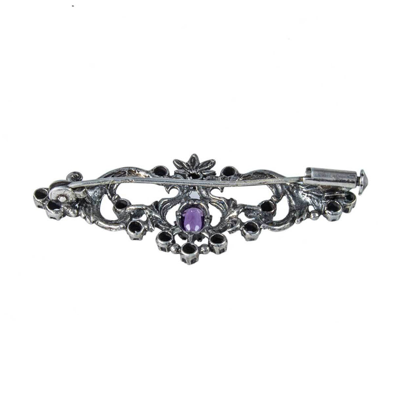 Jewellery Hound Brooches Antique Silver Amethyst and Rose Cut Diamond Brooch Circa 1900s