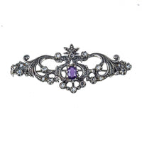 Jewellery Hound Brooches Antique Silver Amethyst and Rose Cut Diamond Brooch Circa 1900s