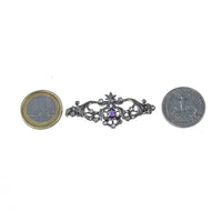 Jewellery Hound Brooches Antique Silver Amethyst and Rose Cut Diamond Brooch Circa 1900s