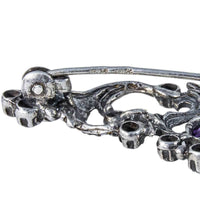 Jewellery Hound Brooches Antique Silver Amethyst and Rose Cut Diamond Brooch Circa 1900s
