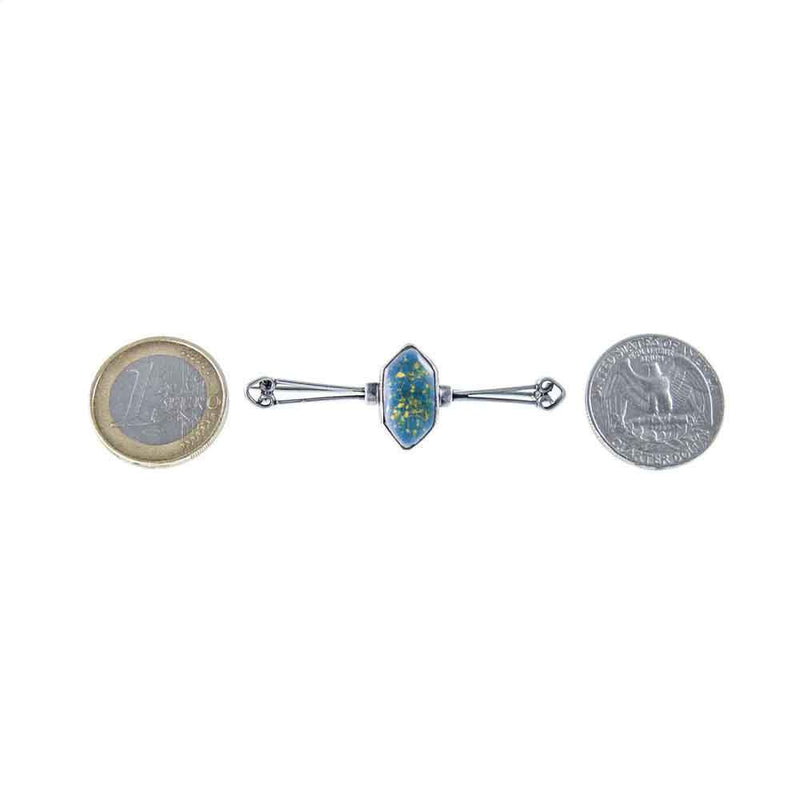 Jewellery Hound Brooches ‘Arts & Crafts’ Silver Enamel Bar Brooch. Circa 1900’s.