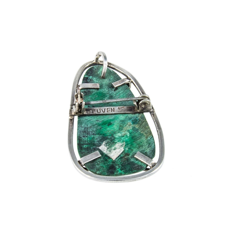 Jewellery Hound Brooches Vintage Modernist Sterling Silver 925 Eilat Stone Brooch/Pendant by Reuven