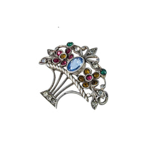 Jewellery Hound Brooches Vintage Silver and Multi-Coloured Paste Giardinetti Brooch