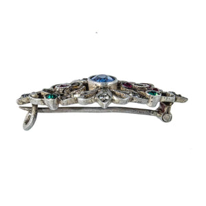 Jewellery Hound Brooches Vintage Silver and Multi-Coloured Paste Giardinetti Brooch