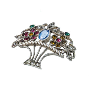 Jewellery Hound Brooches Vintage Silver and Multi-Coloured Paste Giardinetti Brooch