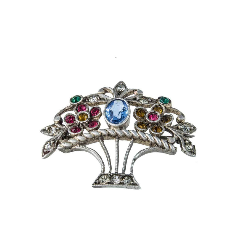 Jewellery Hound Brooches Vintage Silver and Multi-Coloured Paste Giardinetti Brooch