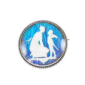 Jewellery Hound Brooches Vintage Sterling Silver 'Butterfly Wing' Sulphide Cameo Brooch