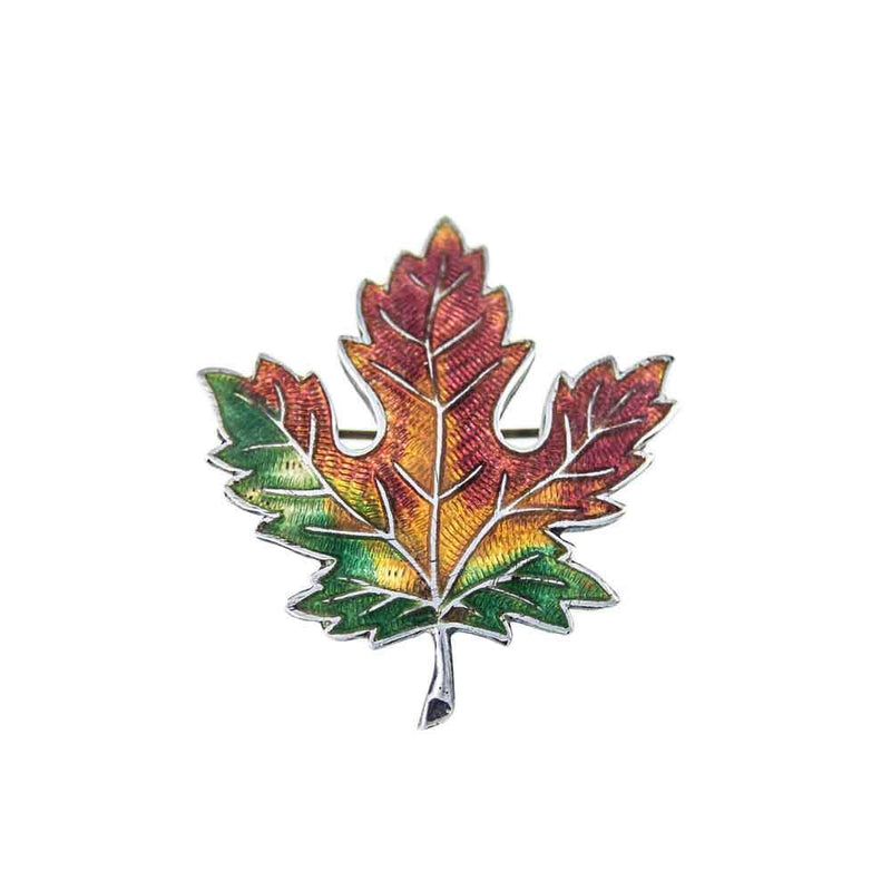 Jewellery Hound Brooches Vintage Sterling Silver Enamel Maple Leaf Brooch.