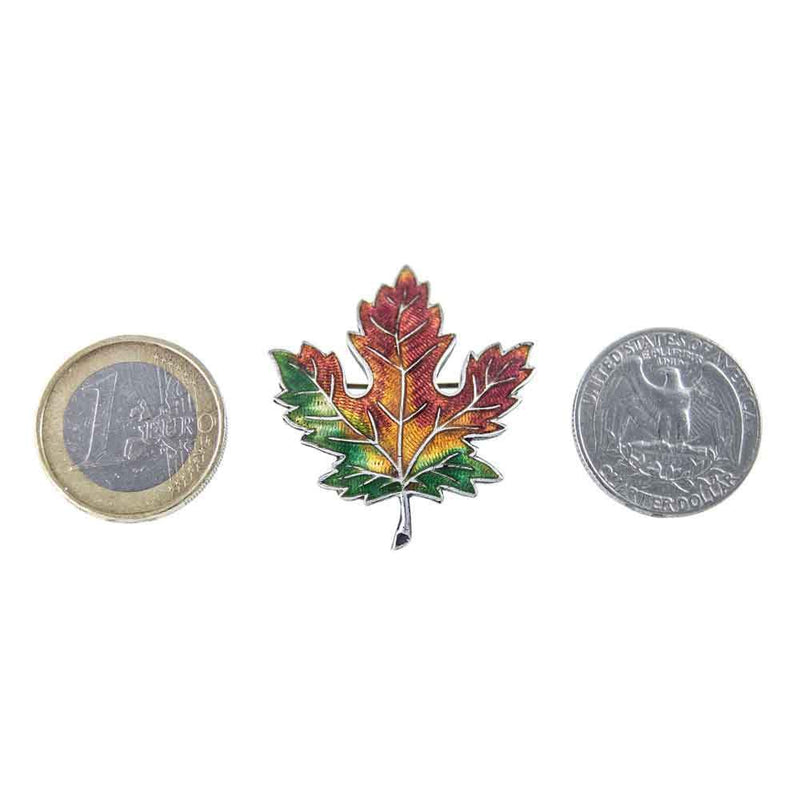 Jewellery Hound Brooches Vintage Sterling Silver Enamel Maple Leaf Brooch.