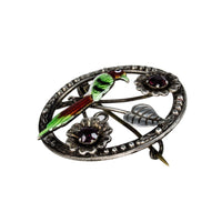 Jewellery Hound Brooches Vintage Sterling Silver Ward Bros Purple Paste and Enamel Bird Brooch