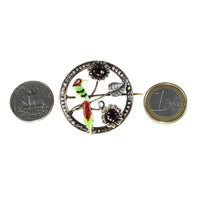 Jewellery Hound Brooches Vintage Sterling Silver Ward Bros Purple Paste and Enamel Bird Brooch