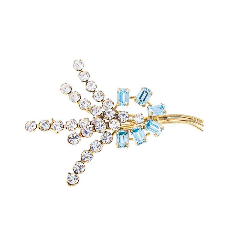 Jewellery Hound Costume Jewellery An 'Art Deco' Style Small Clear and Light Blue Vintage Rhinestone 1950s Brooch