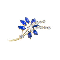 Jewellery Hound Costume Jewellery Gold Tone Vintage Costume White & Blue Rhinestone Art Deco Style Brooch