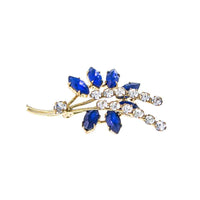 Jewellery Hound Costume Jewellery Gold Tone Vintage Costume White & Blue Rhinestone Art Deco Style Brooch