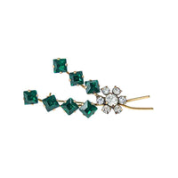 Jewellery Hound Costume Jewellery Vintage Costume Green and White Rhinestone Floral Spray Brooch circa 1950s