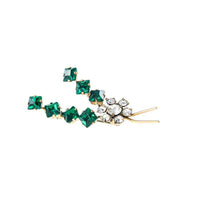 Jewellery Hound Costume Jewellery Vintage Costume Green and White Rhinestone Floral Spray Brooch circa 1950s