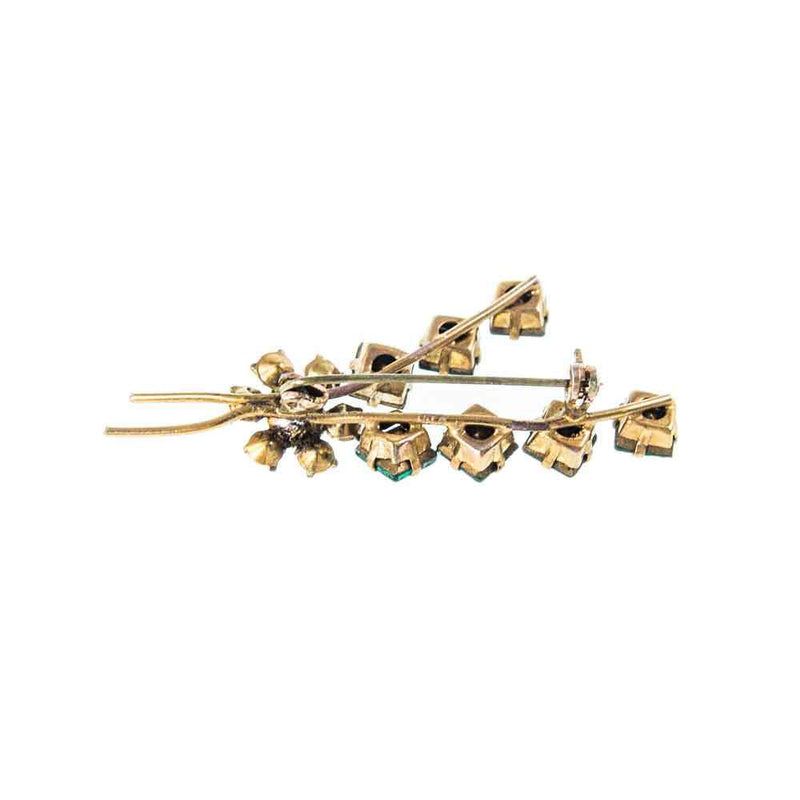 Jewellery Hound Costume Jewellery Vintage Costume Green and White Rhinestone Floral Spray Brooch circa 1950s